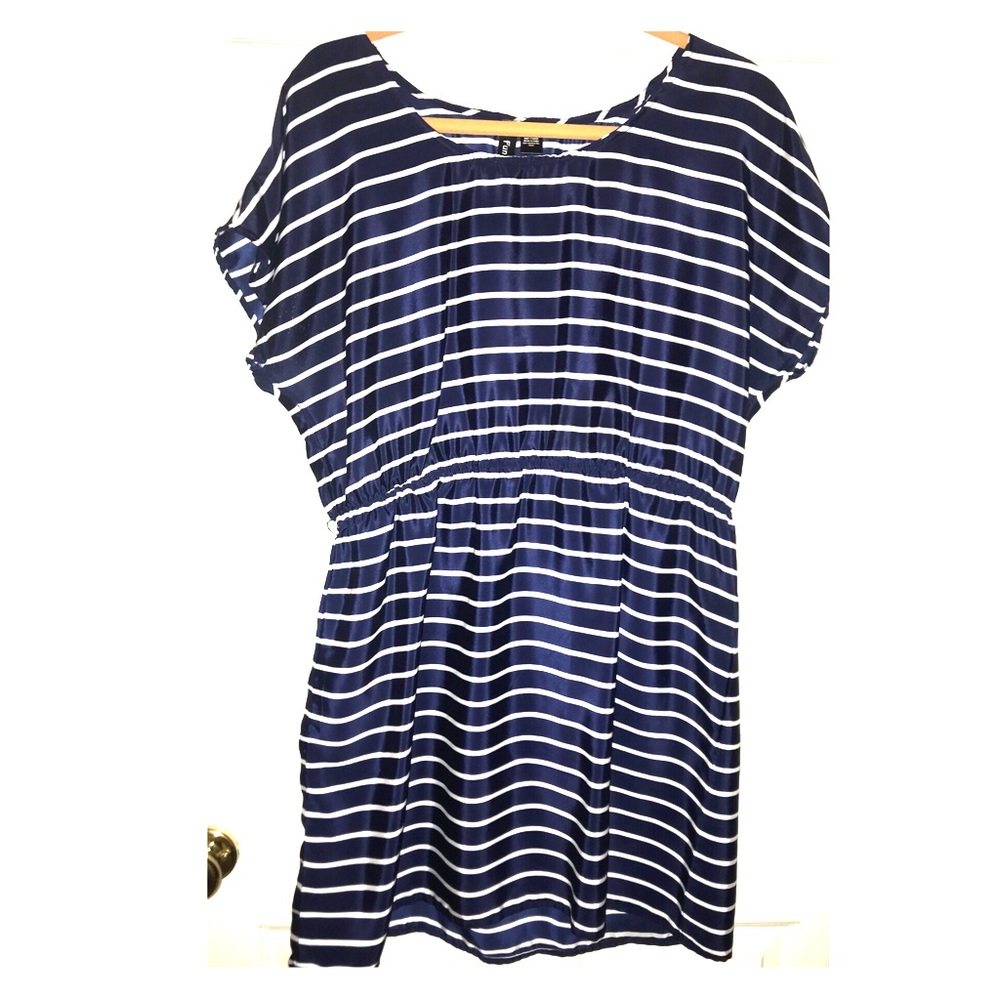 AHOY! Navy and white striped dress